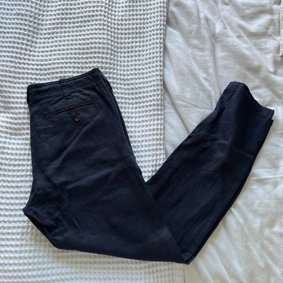 Vince Men's Linen Straight Leg Trouser Pant - Picture 2 of 7